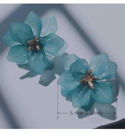 Fashion Bohemian Acrylic Large Flower Stud Earrings Matte Flower Dangle Earrings with Gold Flower Bud for Women Girls Mom Lov...