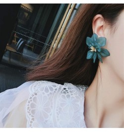 Fashion Bohemian Acrylic Large Flower Stud Earrings Matte Flower Dangle Earrings with Gold Flower Bud for Women Girls Mom Lov...