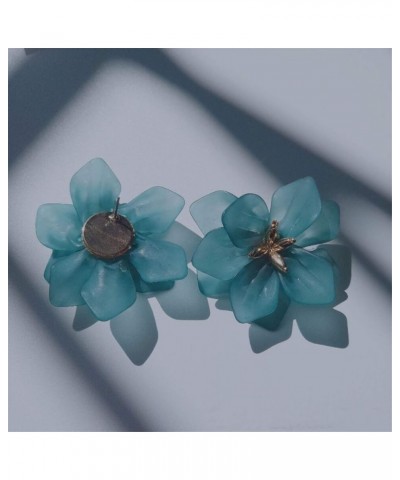 Fashion Bohemian Acrylic Large Flower Stud Earrings Matte Flower Dangle Earrings with Gold Flower Bud for Women Girls Mom Lov...