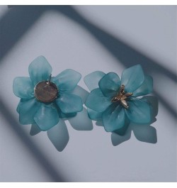 Fashion Bohemian Acrylic Large Flower Stud Earrings Matte Flower Dangle Earrings with Gold Flower Bud for Women Girls Mom Lov...