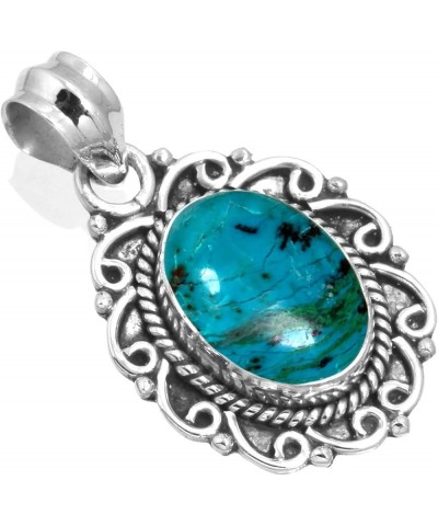 925 Sterling Silver Handmade Pendant for Women 10x14 Oval Gemstone Statement Jewelry for Gift (99528_P) Chrysocolla $18.25 Pe...