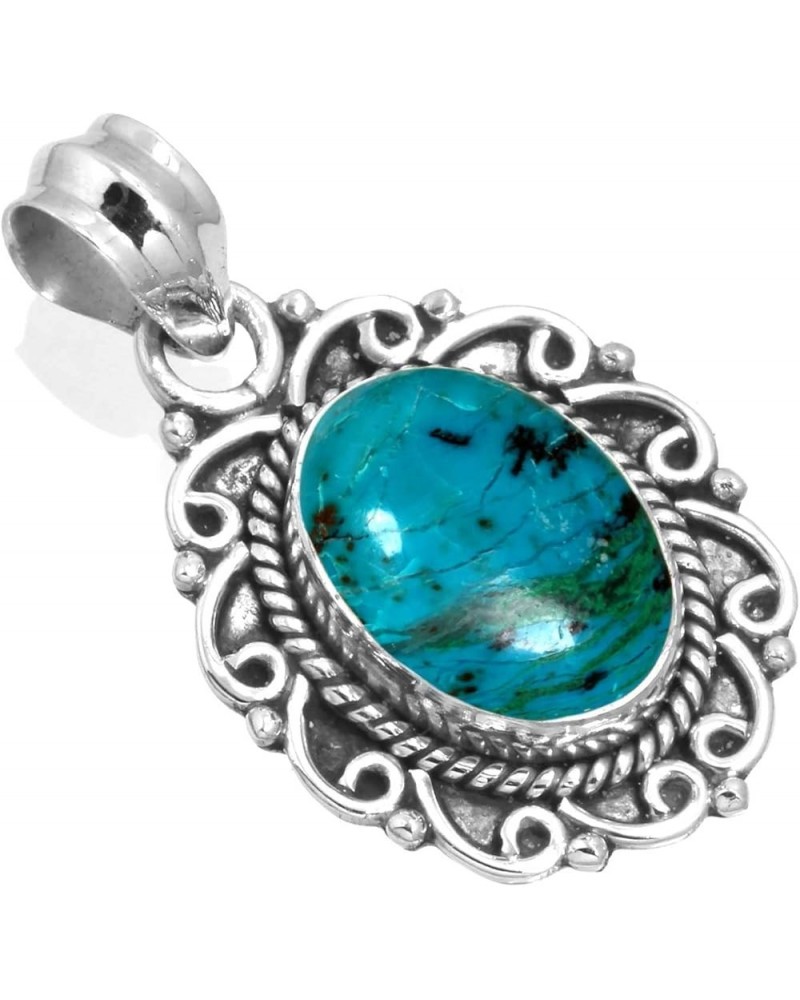 925 Sterling Silver Handmade Pendant for Women 10x14 Oval Gemstone Statement Jewelry for Gift (99528_P) Chrysocolla $18.25 Pe...