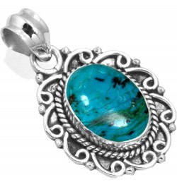 925 Sterling Silver Handmade Pendant for Women 10x14 Oval Gemstone Statement Jewelry for Gift (99528_P) Chrysocolla $18.25 Pe...