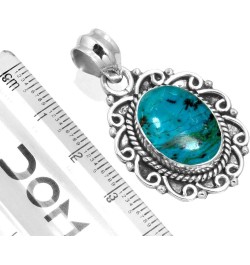 925 Sterling Silver Handmade Pendant for Women 10x14 Oval Gemstone Statement Jewelry for Gift (99528_P) Chrysocolla $18.25 Pe...