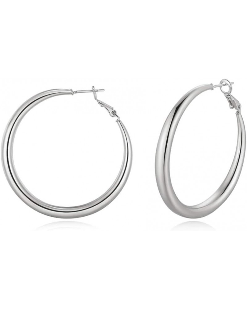 Tube Hoop Earrings Gold Lightweight Large Earrings Women Fashion Jewelry silver $7.26 Earrings