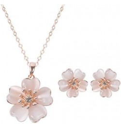 Small Fresh Flower Necklace+Earrings Set Jewelry Earrings For Women Girl Stylish Fashion Book $4.89 Jewelry Sets