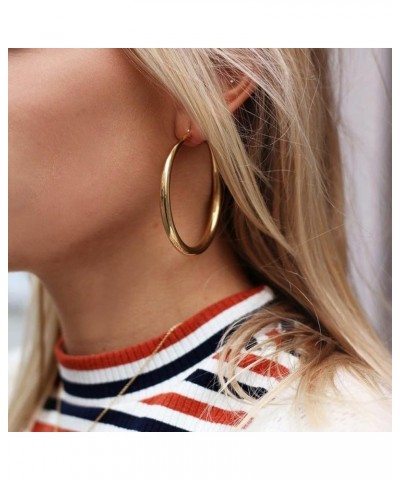 Tube Hoop Earrings Gold Lightweight Large Earrings Women Fashion Jewelry silver $7.26 Earrings