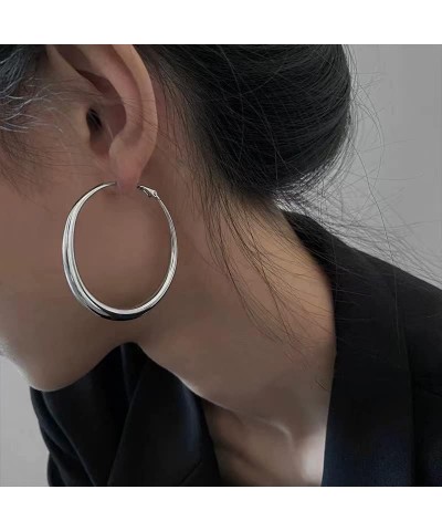 Tube Hoop Earrings Gold Lightweight Large Earrings Women Fashion Jewelry silver $7.26 Earrings