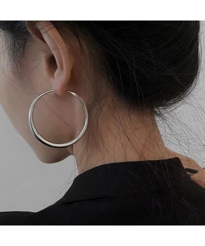 Tube Hoop Earrings Gold Lightweight Large Earrings Women Fashion Jewelry silver $7.26 Earrings