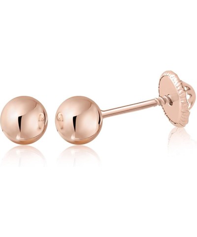 Gold Ball Stud Earrings for Women and Girls Screwback | 10k, 14k, 18k | White Yellow or Rose Gold | 3mm 4mm 5mm | Nickel Free...