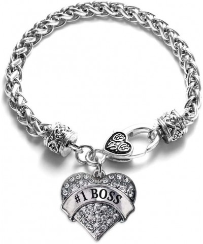 Silver Pave Heart Charm Bracelet with Cubic Zirconia Jewelry 1 Boss $10.39 Bracelets