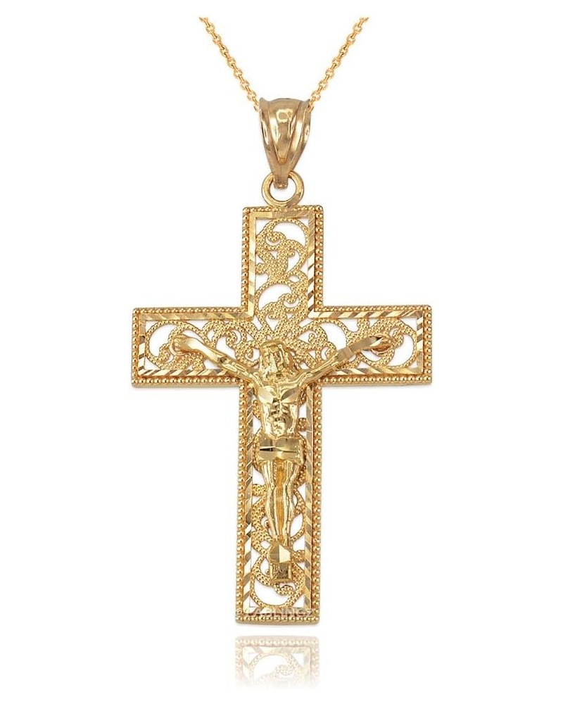 10K Yellow Gold Filigree Crucifix Cross DC Pendant Necklace 18" Necklace $43.91 Necklaces