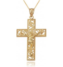 10K Yellow Gold Filigree Crucifix Cross DC Pendant Necklace 18" Necklace $43.91 Necklaces